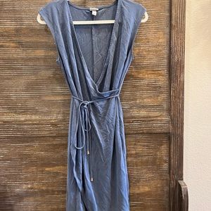 Blue Midi Wrap Dress